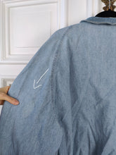 Load image into Gallery viewer, The Varsity Denim Jacket Roy Rogers | Vintage 80s USA baseball light blue jeans wash bomber summer spring embroidery men unisex women L
