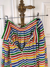 Load image into Gallery viewer, The Silk Rainbow Stripe Skirt | Vintage pure silk white stripes rainbow colourful knee length skirt XS-S
