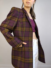 Load image into Gallery viewer, The Wool Purple Tartan Check Blazer | Vintage 100% pure wool checkered pattern plaid jacket made in Italy IT42 D38 S
