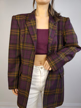 Load image into Gallery viewer, The Wool Purple Tartan Check Blazer | Vintage 100% pure wool checkered pattern plaid jacket made in Italy IT42 D38 S

