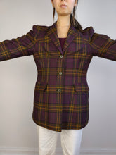 Load image into Gallery viewer, The Wool Purple Tartan Check Blazer | Vintage 100% pure wool checkered pattern plaid jacket made in Italy IT42 D38 S
