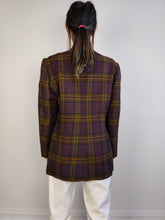 Load image into Gallery viewer, The Wool Purple Tartan Check Blazer | Vintage 100% pure wool checkered pattern plaid jacket made in Italy IT42 D38 S
