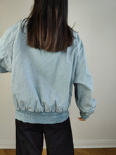 Load image into Gallery viewer, The Varsity Denim Jacket Roy Rogers | Vintage 80s USA baseball light blue jeans wash bomber summer spring embroidery men unisex women L
