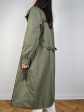 Load image into Gallery viewer, The Khaki Green Padded Trench Coat | Vintage long waist tie lined thick jacket coat S
