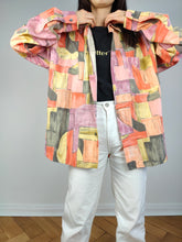 Load image into Gallery viewer, The Yellow Orange Art Pattern Shirt | Vintage 90s long sleeve art abstract crazy print unisex women men 41/42 L
