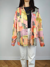 Load image into Gallery viewer, The Yellow Orange Art Pattern Shirt | Vintage 90s long sleeve art abstract crazy print unisex women men 41/42 L
