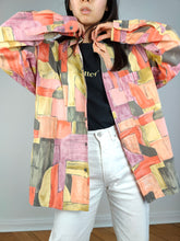 Load image into Gallery viewer, The Yellow Orange Art Pattern Shirt | Vintage 90s long sleeve art abstract crazy print unisex women men 41/42 L
