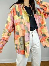 Load image into Gallery viewer, The Yellow Orange Art Pattern Shirt | Vintage 90s long sleeve art abstract crazy print unisex women men 41/42 L
