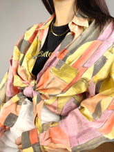 Load image into Gallery viewer, The Yellow Orange Art Pattern Shirt | Vintage 90s long sleeve art abstract crazy print unisex women men 41/42 L
