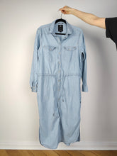 Load image into Gallery viewer, The G-Star RAW Denim Shirt Dress | Preloved second hand light blue jeans long sleeve button up blouse maxi long dress M
