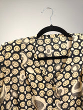 Load image into Gallery viewer, The Silk Beige Black Circles Print Blouse | Vintage pure silk women short sleeve shirt crazy pattern dots M-L
