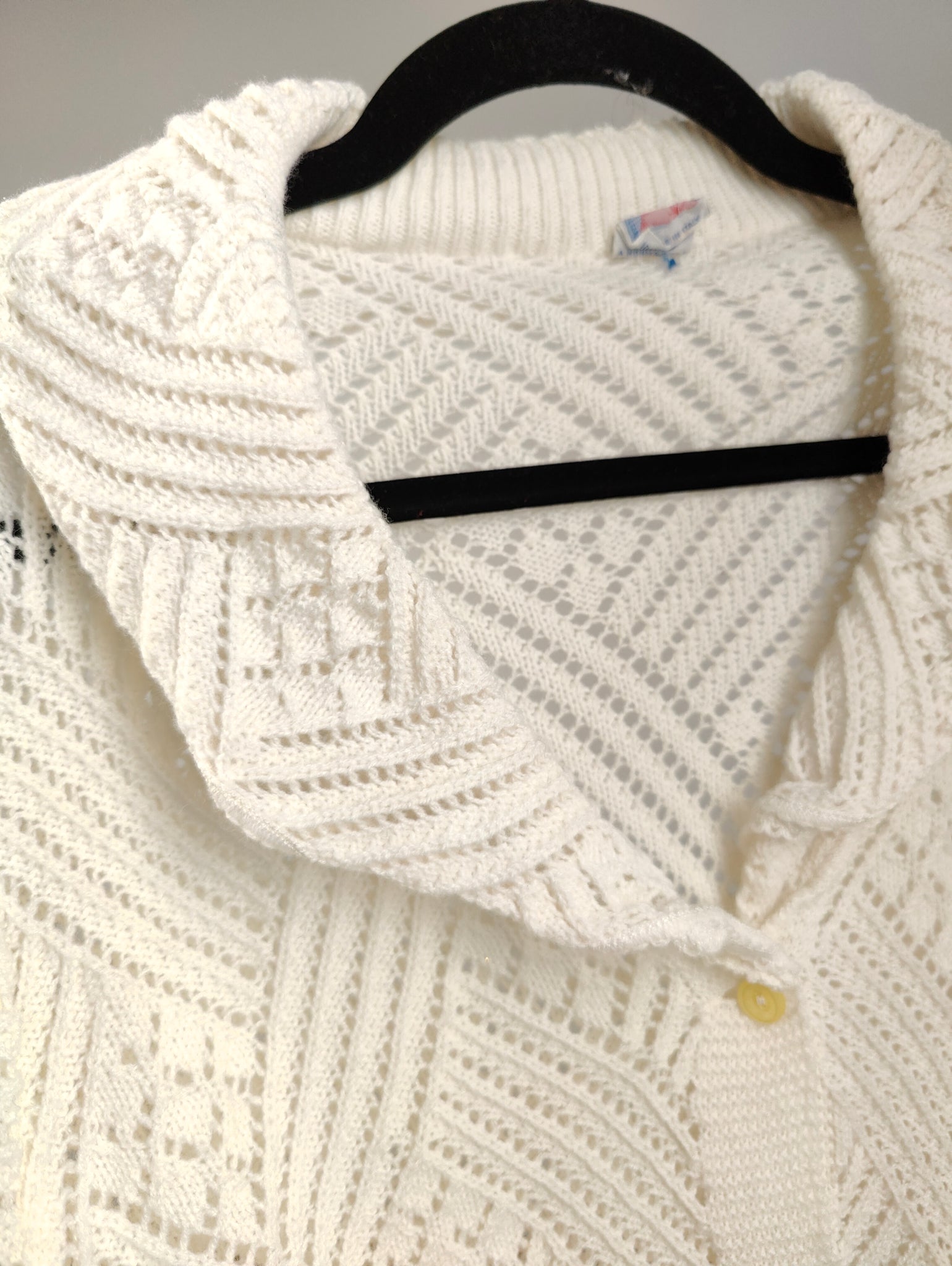 The White Cute Open Knit Cardigan  Vintage ruffle collar plain croche –  The Vintage Takeaway