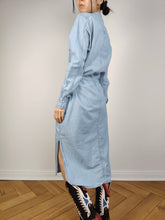 Load image into Gallery viewer, The G-Star RAW Denim Shirt Dress | Preloved second hand light blue jeans long sleeve button up blouse maxi long dress M
