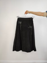 Load image into Gallery viewer, The Roberto Cavalli Black Suede Leather Skirt | Vintage designer real leather black dangling bling gem stones y2k skirt S

