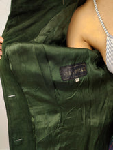 Load image into Gallery viewer, The Green Suede Leather Blazer Jacket | Vintage real suede leather jacket fitted women S
