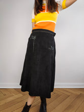 Load image into Gallery viewer, The Roberto Cavalli Black Suede Leather Skirt | Vintage designer real leather black dangling bling gem stones y2k skirt S
