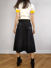 Load image into Gallery viewer, The Roberto Cavalli Black Suede Leather Skirt | Vintage designer real leather black dangling bling gem stones y2k skirt S
