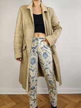 Load image into Gallery viewer, The CK Cream Shearling Midi Coat | Vintage designer Calvin Klein faux leather sheepskin sherpa winter jacket beige off white ivory mid length S
