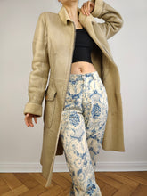 Load image into Gallery viewer, The CK Cream Shearling Midi Coat | Vintage designer Calvin Klein faux leather sheepskin sherpa winter jacket beige off white ivory mid length S

