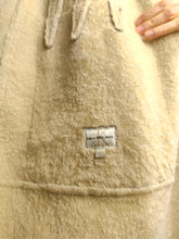 Load image into Gallery viewer, The CK Cream Shearling Midi Coat | Vintage designer Calvin Klein faux leather sheepskin sherpa winter jacket beige off white ivory mid length S
