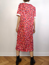 Load image into Gallery viewer, The Red Speckle Print Dress | Vintage pattern midi long short sleeve stretchy fabric dress S-M
