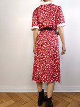 Load image into Gallery viewer, The Red Speckle Print Dress | Vintage pattern midi long short sleeve stretchy fabric dress S-M
