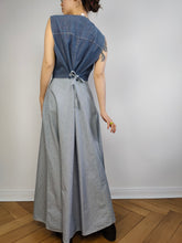 Load image into Gallery viewer, The Blue Maxi Denim Stripes Sleeveless Dress | Vintage jeans spring summer long vest skirt stripes blue white M

