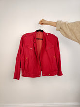 Load image into Gallery viewer, The Red Wool Bomber Jacket | Vintage wool blend plain short red coat S
