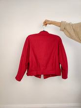 Load image into Gallery viewer, The Red Wool Bomber Jacket | Vintage wool blend plain short red coat S
