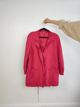 Load image into Gallery viewer, The Hot Pink Spring Parka Coat | Vintage oversized mid length summer magenta jacket S-M
