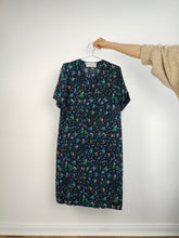 Load image into Gallery viewer, The Silk Blue Speckle Pattern Dress | Vintage Samara by Silene Confezioni made in Italy silk print midi dress S-M
