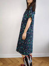 Load image into Gallery viewer, The Silk Blue Speckle Pattern Dress | Vintage Samara by Silene Confezioni made in Italy silk print midi dress S-M
