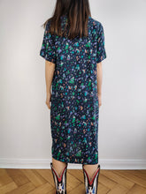 Load image into Gallery viewer, The Silk Blue Speckle Pattern Dress | Vintage Samara by Silene Confezioni made in Italy silk print midi dress S-M
