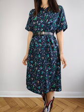 Load image into Gallery viewer, The Silk Blue Speckle Pattern Dress | Vintage Samara by Silene Confezioni made in Italy silk print midi dress S-M
