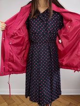 Load image into Gallery viewer, The Hot Pink Spring Parka Coat | Vintage oversized mid length summer magenta jacket S-M
