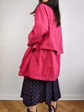 Load image into Gallery viewer, The Hot Pink Spring Parka Coat | Vintage oversized mid length summer magenta jacket S-M
