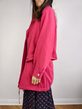 Load image into Gallery viewer, The Hot Pink Spring Parka Coat | Vintage oversized mid length summer magenta jacket S-M
