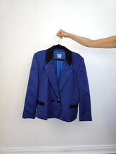 Load image into Gallery viewer, The Electric Blue Blazer Jacket | Vintage 80s Max Dine black collar jacket made in Italy M
