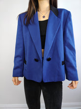 Load image into Gallery viewer, The Electric Blue Blazer Jacket | Vintage 80s Max Dine black collar jacket made in Italy M
