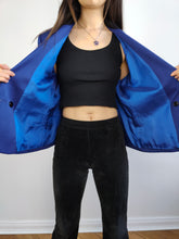 Load image into Gallery viewer, The Electric Blue Blazer Jacket | Vintage 80s Max Dine black collar jacket made in Italy M
