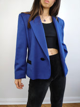 Load image into Gallery viewer, The Electric Blue Blazer Jacket | Vintage 80s Max Dine black collar jacket made in Italy M
