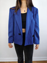 Load image into Gallery viewer, The Electric Blue Blazer Jacket | Vintage 80s Max Dine black collar jacket made in Italy M
