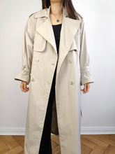 Load image into Gallery viewer, The White Cream Light Trench Coat | Vintage oversized beige ivory long maxi spring summer jacket L
