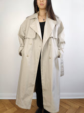 Load image into Gallery viewer, The White Cream Light Trench Coat | Vintage oversized beige ivory long maxi spring summer jacket L
