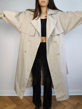Load image into Gallery viewer, The White Cream Light Trench Coat | Vintage oversized beige ivory long maxi spring summer jacket L
