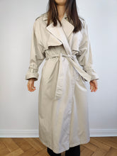 Load image into Gallery viewer, The White Cream Light Trench Coat | Vintage oversized beige ivory long maxi spring summer jacket L
