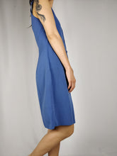 Load image into Gallery viewer, The Blue Tea Dress | Vintage Wallis sleeveless button down shirt dress mid length S UK12
