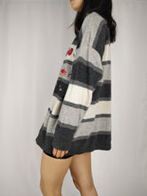 Load image into Gallery viewer, The Grey Days | Vintage wool embroidery stripe knit cardigan sweater M-L
