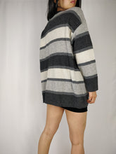 Load image into Gallery viewer, The Grey Days | Vintage wool embroidery stripe knit cardigan sweater M-L
