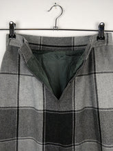 Load image into Gallery viewer, The Grey Tartan | Vintage wool plaid checkered winter mid length pencil skirt XS-S

